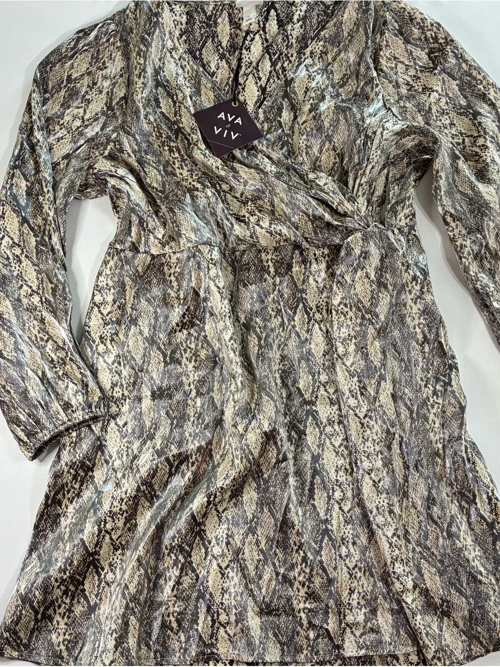 AVA& VIV $30 Snake Print Wrap Dress - Size 1X